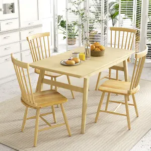 Costway Set of 2 Wood Dining Chairs Windsor Style Armless Chairs Ergonomic Spindle Back