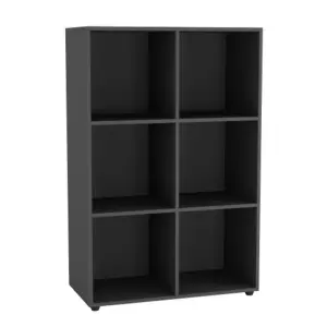 URBNLIVING 90cm Height Black 6 Cube Shelving Unit