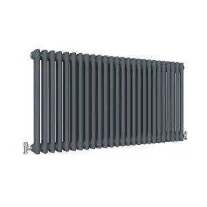 Horizontal Anthracite Double Column Radiator (H) 600mm x (W) 1190mm, 5425 BTU.