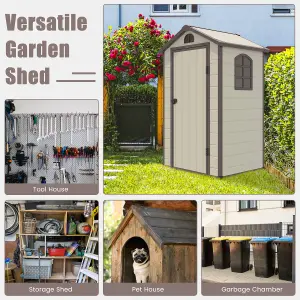 Costway Outdoor Storage Shed Weather Resistant Garden Shed w/ Lockable Door& Air Vents