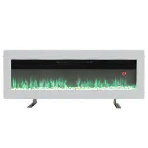 White LED Electric Fire Wall Mounted or Inset Fireplace 9 Flame Colors with Freestanding Leg 40 Inch