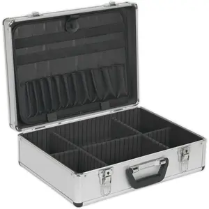 Durable Aluminium Tool Case with Adjustable Dividers for Electronics Storage