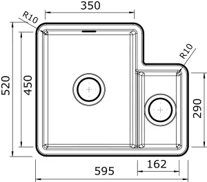 Clearwater Metro Ceramic White Kitchen Sink 1.5 Bowl Undermount/ Inset - MET1010 + Waste Kit