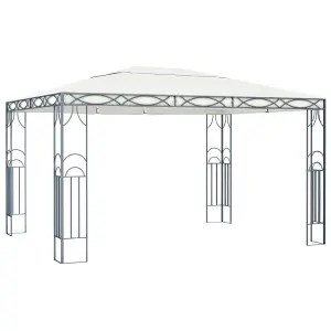 Berkfield Gazebo with LED String Lights 400x300 cm Cream