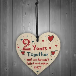 Funny Rude 2nd Anniversary Gift For Husband Wife Gift For Him Her Wooden Heart