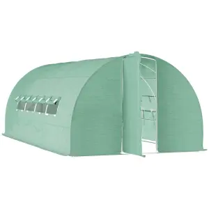 Outsunny 6 x 3M Reinforced Walk-in Polytunnel Garden Greenhouse Steel Frame