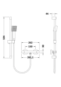 Square Bar Valve and Slide Rail Shower Kit - Chrome - Balterley