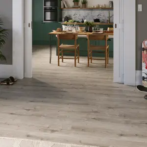 GoodHome Rowley Grey Wood effect Laminate Flooring Sample