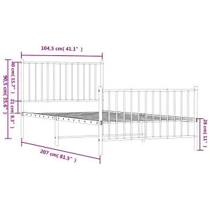 Berkfield Metal Bed Frame with Headboard and Footboard White 100x200 cm