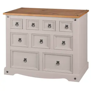 Corona Grey Chest of Drawers Pine Sideboard 9 Drawer Merchant Cabinet