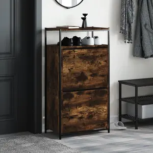 Berkfield Shoe Cabinet Smoked Oak 60x34x112 Engineered Wood