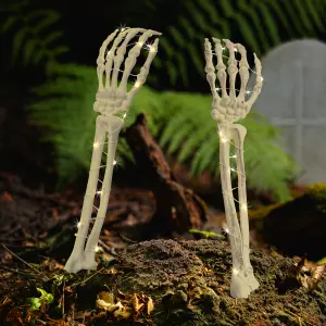 Global Gizmos Set of 2 Halloween Skeleton Arm Lights / Indoor or Outdoor Halloween Decoration / 6 Hour Timer / IP44 Waterproof