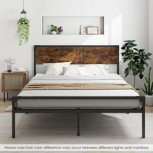 Costway King Bed Frame Industrial Metal Platform Bed with Headboard and Footboard