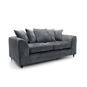 Harriet Crushed Chenille 3 Seater Sofa in Dark Grey