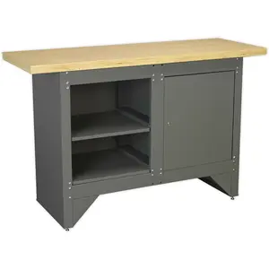 Durable Heavy Duty Steel Workbench with Lockable Cupboard and Shelf for Garage and Workshop