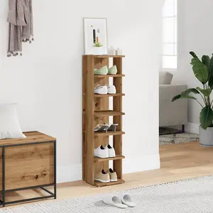 Berkfield Shoe Cabinet Artisan Oak 28x27x102 cm Engineered Wood