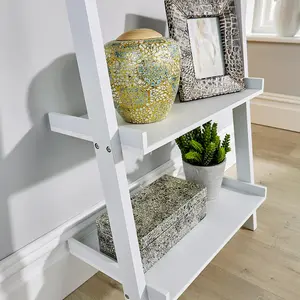 Ira 5-Tier Ladder Shelf Bookcase Unit White