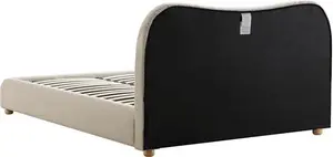 Egerie Curved Headboard Beige Boucle Ottoman Storage Bed King - Daals - Beds