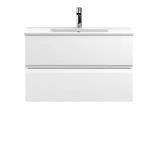 Urban 800mm Wall Hung Single Vanity Unit Satin White