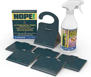 NOPE Clothes Moth Traps (x 6 Pack) with CP Moth Killer Spray (500ml) - The Ultimate Solution to Fully Eliminate Clothes Moths