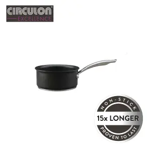 Circulon Excellence Black Round Hard Anodised Aluminium Easy Clean Non-Stick Milk Pan 16cm, 1.4L