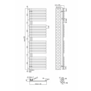 Right Radiators Prefilled Electric Heated Towel Rail Flat Panel Ladder Warmer Rads - 1800x500mm White