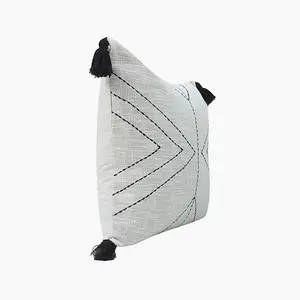 Parin Geometric Embroidered Cushion - Cotton - L50 x W50 x H1 cm - Black