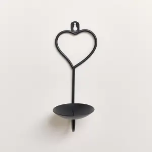 Melody Maison Matte Black Heart Candle Sconce