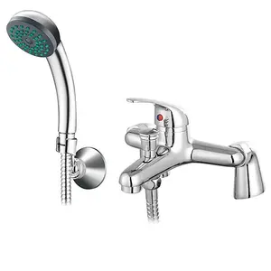 Chrome Lever Bath Shower Mixer Tap + Single Mode Head and Fixed Wall Bracket