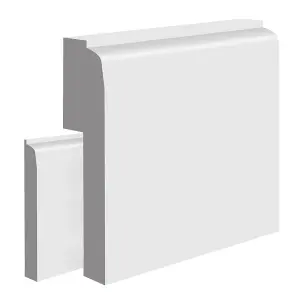 National Skirting Chamfered Bullnose II MDF Skirting Board Cover - 180mm x 25mm 4200mm Primed (To Cover 140mm Existing Skirting)