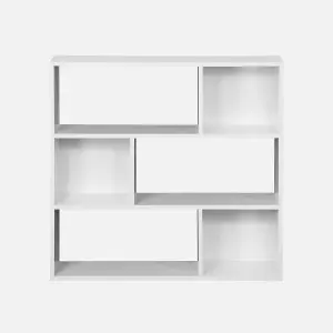 sweeek. 3-shelf bookcase with 6 compartments Pieter White 83x23x80 cm