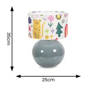 ValueLights Bosco Eucalyptus Ceramic Table Lamp with Doodle Drum Shade - LED Bulb Included