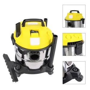 20L 1200W Wet and Dry Vacuum Cleaner Stainless Steel with 18KPa HEPA Filter