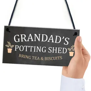 Grandads Potting Shed Sign Hanging Plaque Shed Garden Sign Grandad Gift For Him