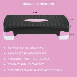 Aerobic Stepper Yoga Step Board Gym Fitness Exercise Cardio Adjustable Blocks Pink