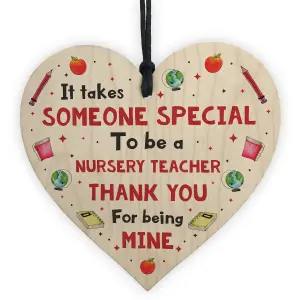 Handmade Nursery Teacher Thank You Leaving Gift For School Nursery Wood Heart Gift Plaque