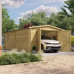 Billyoh Aston Wooden Garage - 3.9m X 5.7m Wood Garage - 44mm Walls