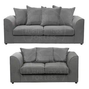 Casper Soft Chenille Fabric Fabric SofaSet 3 and 2 Seater Sofa  Grey - Scatter Back