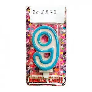 Deluxe Number 9th Birthday Candle Sky Blue (One Size)