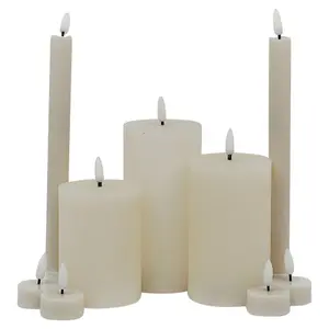 URBNLIVING 15cm Height LED Flameless Flickering Flame Wick Timer Remote Dinner Candle Set of 9