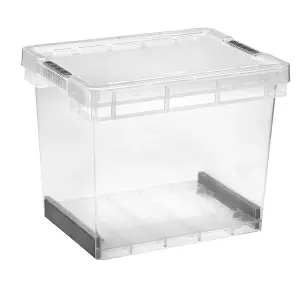 2 x 15L Ultra Resistant Strong Plastic Modular Storage Containers With Secure Clip Lock Lid For Home & Office