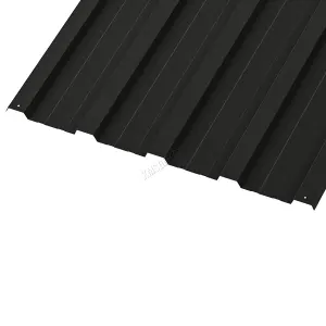 Birchtree 16PCS Galvanized Metal Roof Sheets Panels Corrugated Roofing Garage Shed Black