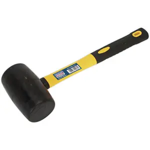 1.5lb Rubber Mallet with Fibreglass Shaft - Versatile Hammer for DIY and Camping Projects