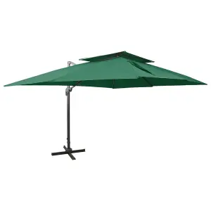 Berkfield Cantilever Umbrella with Double Top Green 400x300 cm