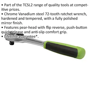 Premium 72-Tooth Flip Reverse Ratchet Wrench - 1/4 Inch Drive with Pear-Head Design