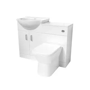 Nes Home 1050mm White Vanity Unit With WC Unit & Rimless Back To Wall Toilet