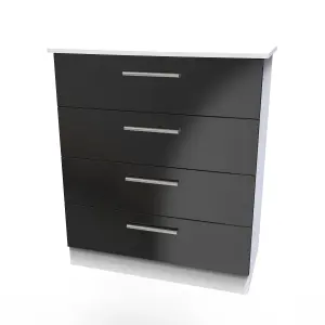 Harrow 4 Drawer Chest in Black Gloss & White (Ready Assembled)