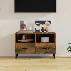 vidaXL TV Cabinet Smoked Oak 80x36x50 cm Engineered Wood