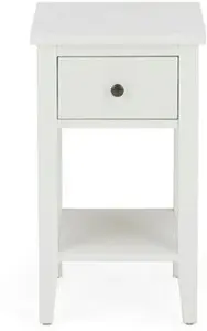 Dunelm Lynton 1 Drawer Small Bedside Table, Farmhouse, Lynton White