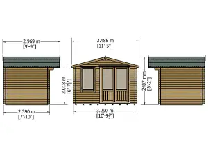 Berryfield Log Cabin Home Office Garden Room Approx 11 x 8 Feet